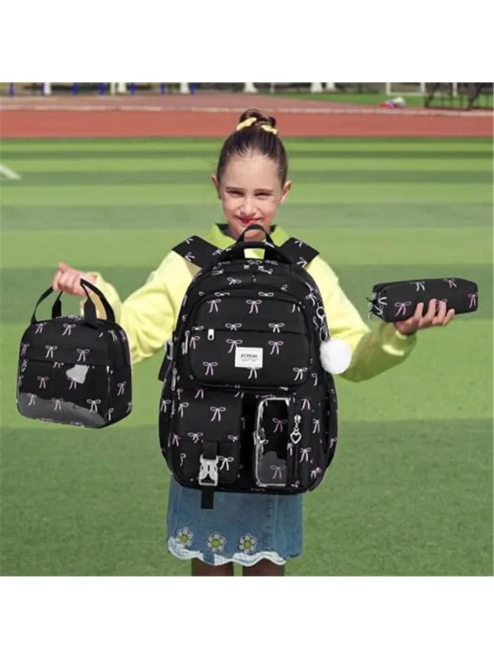 Girls 3-in-1 Backpack Set with Lunch Backpack with Lunch Bag & Pencil Pouch